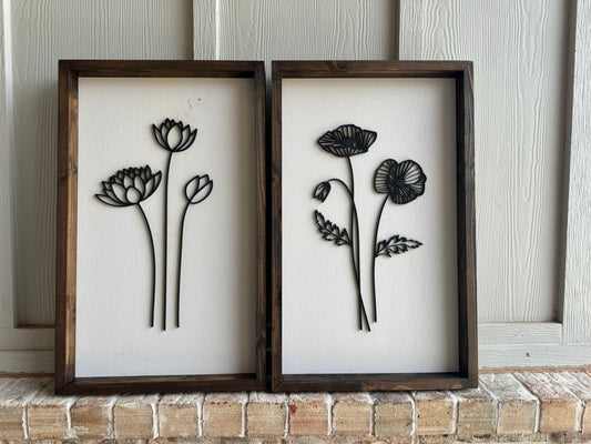 Custom Wood frames with Birth Month Flowers